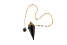 Edles Schungit-Pendel „Bronze-Velanídi“ mit Schungit-Perle an der Kette. Handgefertigter Naturstein aus Karelien – ideal für Schungit kaufen & spirituelle Anwendungen.