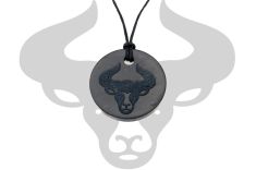 Schungit-Anhänger mit Sternzeichen "Stier" 21.04 - 21.05 modern