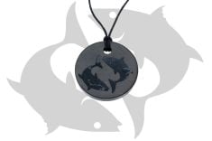 Schungit-Anhänger mit Sternzeichen "Fische" 20.02-20.03 modern