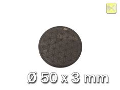 Schungit Scheibe für WLAN-Geräte, rund, Durchmesser 50 mm, mit Symbol "Blume des Lebens"
