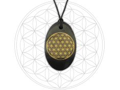 Schungit-Anhänger "Blume des Lebens", goldfarben