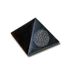Pirámide de shungita, 70 mm, "Flor de la Vida", con grabado