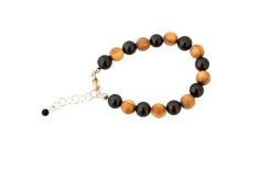 Schungit-Armband "Sandal" mit Olivenholz