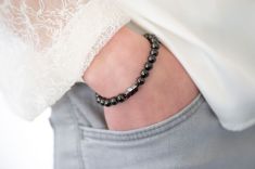 Schungit-Armband "Olonez" mit Hämatit