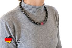 Schungit-Halskette "Powenez" mit Jaspis-Perlen