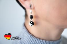 Schungit Ohrringe mit "Yin Yang" -Symbol