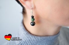 Schungit Ohrringe "Phauenstein" mit Malachit