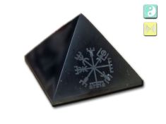 Schungit-Pyramide, 70 mm, mit Gravur "Vegvísir "