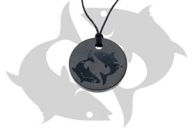 Schungit-Anhänger mit Sternzeichen "Fische" 20.02-20.03 modern