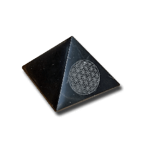 Pirámide de shungita, 70 mm, "Flor de la Vida", con grabado