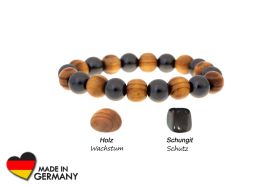 Schungit-Armband "Radix" mit  Holzperlen