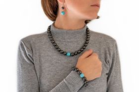 Schungit Schmuck Set "Pinega" mit Howlith 