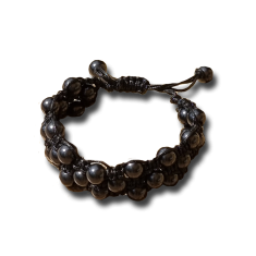 Schungit-Armband "Shambala" mit runden Perlen, 2-reihig