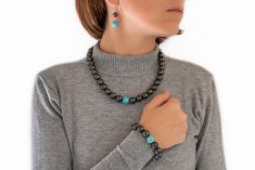 Schungit Schmuck Set "Pinega" mit Howlith 