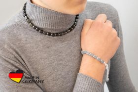 Schungit Halskette " Sjamozero" mit  Metallperlen