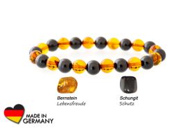 Schungit Armband "Celestial Harmony" mit Bernstein