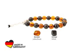 Schungit Armband "Aurora Harmony" mit Bernstein