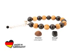 Schungit Armband "Sandal" mit Olivenholz