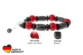 Schungit Armband "Lekhta" mit Korallen
