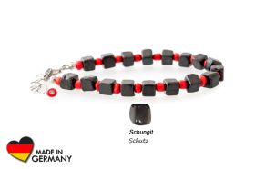 Schungit Armband "Lizhmozero" mit roten Glasperlen