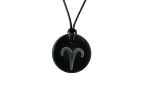 Shungite Pendant with "Aries", March 21 - April 20