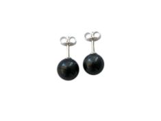8 mm 9 mm Würfel Schungit & Shungit Ohrringe mit Perlen / Zertifikat