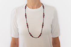 Halskette "Tedino" mit Schungit- und Glasperlen