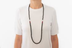Halskette "Louchi" mit Schungit- und Glasperlen