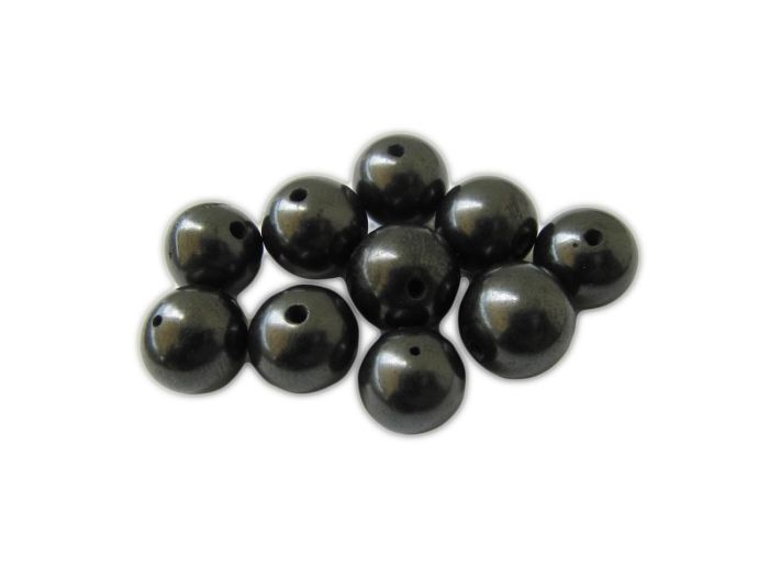 10 x Schungit & Shungit Perlen Ø 8 mm. durchgebohrt poliert / Zertifik